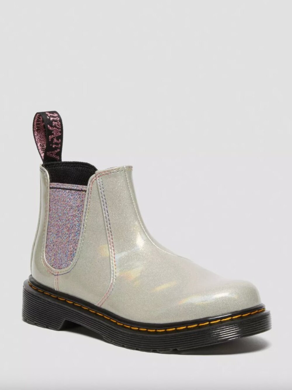 Dr. Marten's Junior 2976 Sparkle Rays Chelsea Boots in Silver